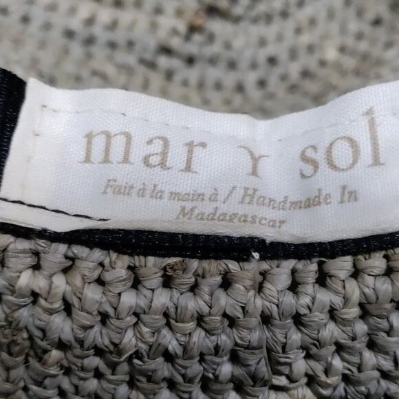 Mar Y Sol Handmade Gray Natural Raffia Wide Brim Sun Hat - Picture 3 of 6